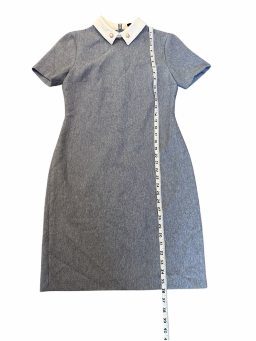 Ivanka Trump Grey Sheath Dress Pearl Collar Short Sleeve Work Office - Picture 8 of 11